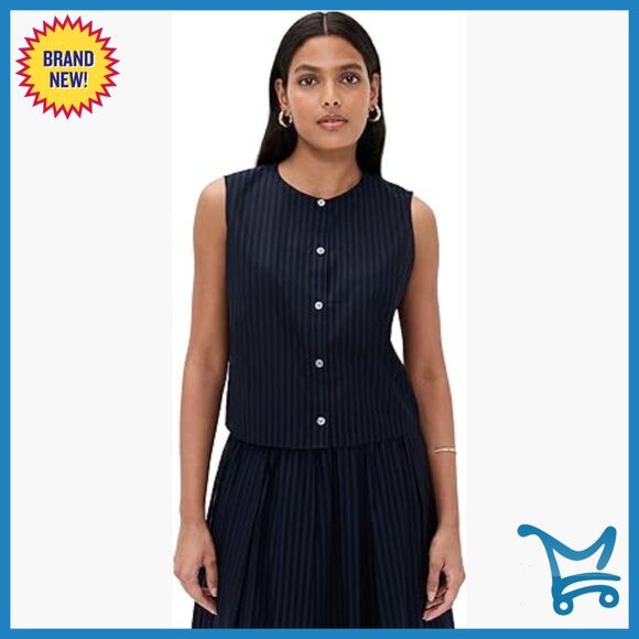 Tops - Sleeveless Button Down Shell, Lightweight Cotton, Cropped Fit